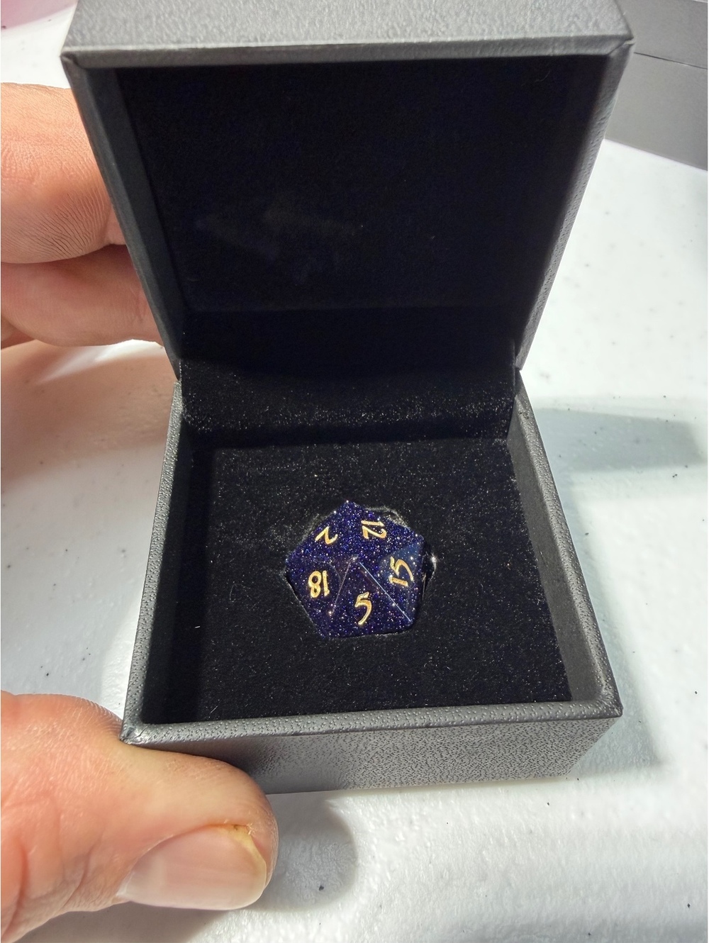 Cicada Dice Blue Gold D20 Die
